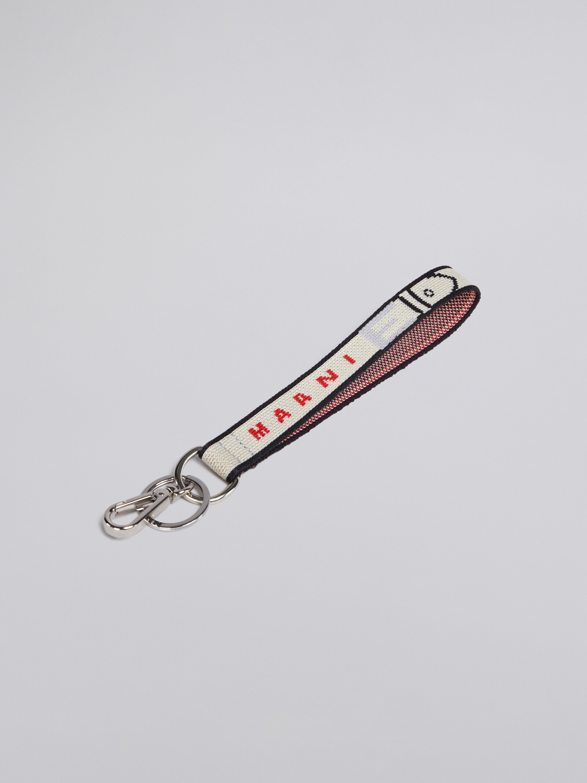 WHITE JACQUARD KEYRING - 3