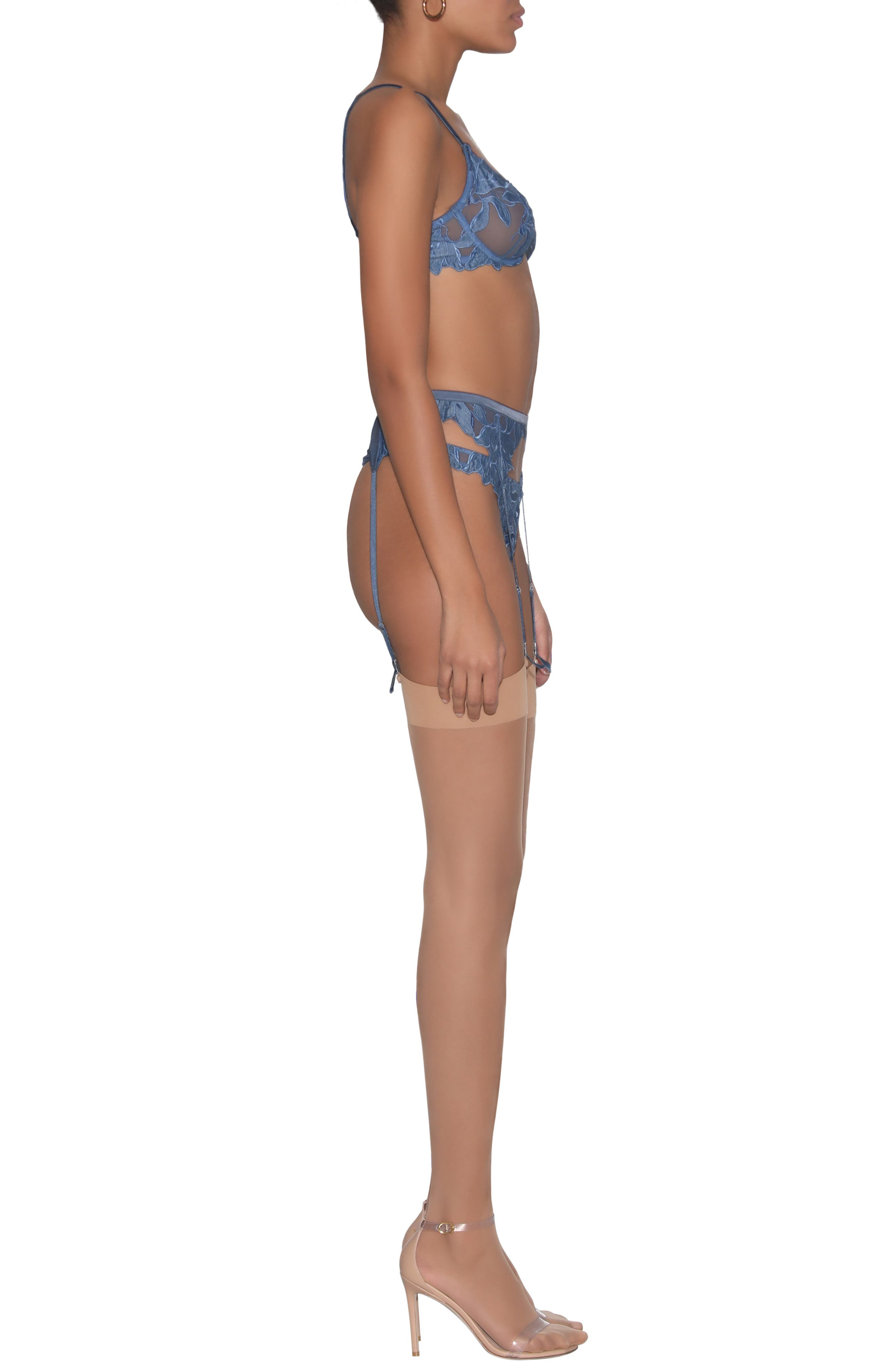 Fleur Du Mal Lily Embroidered Hipster Thong in Spring Denim at Nordstrom - 9