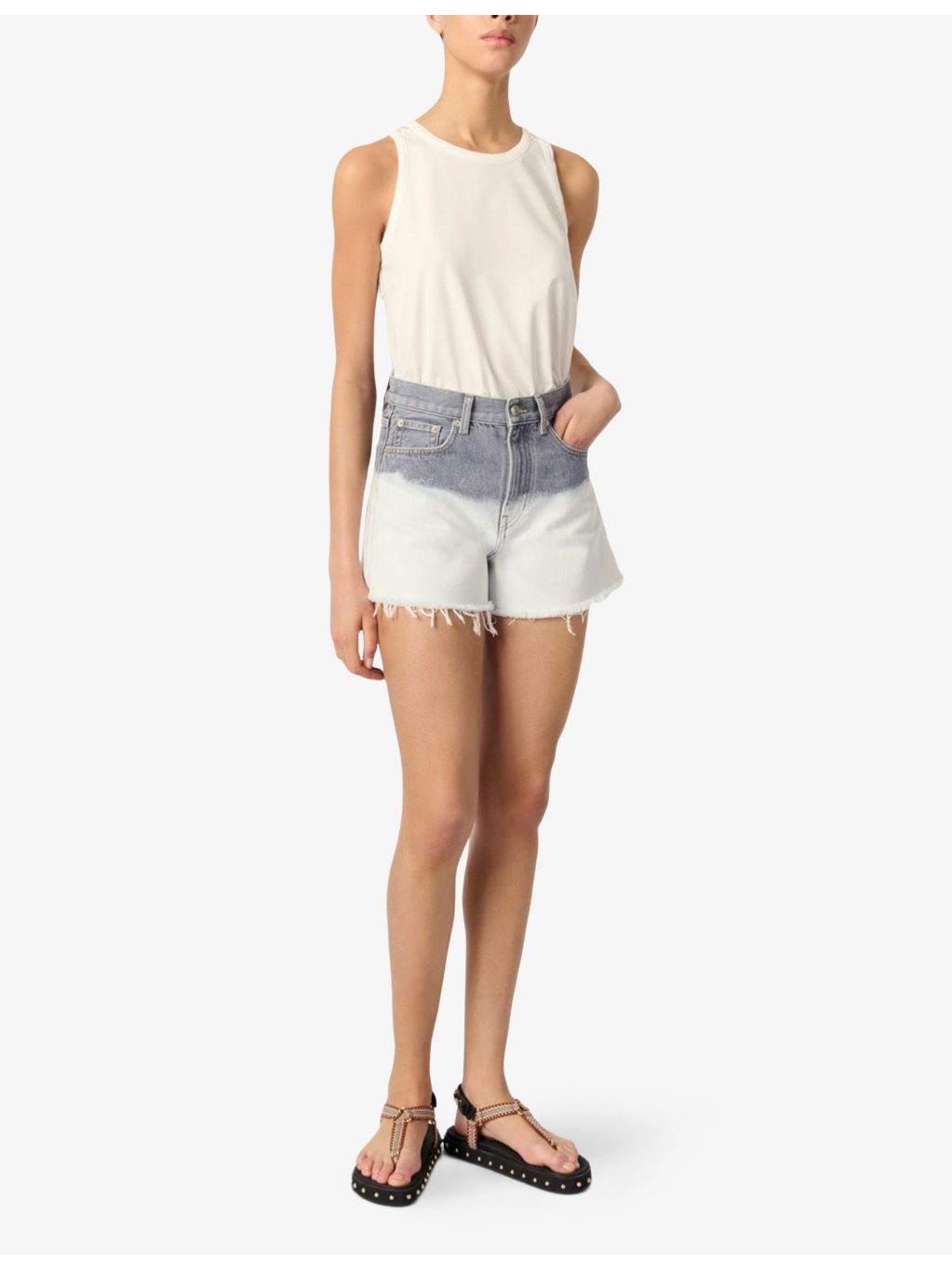 Tie-Dye High-Rise Denim Shorts - 2
