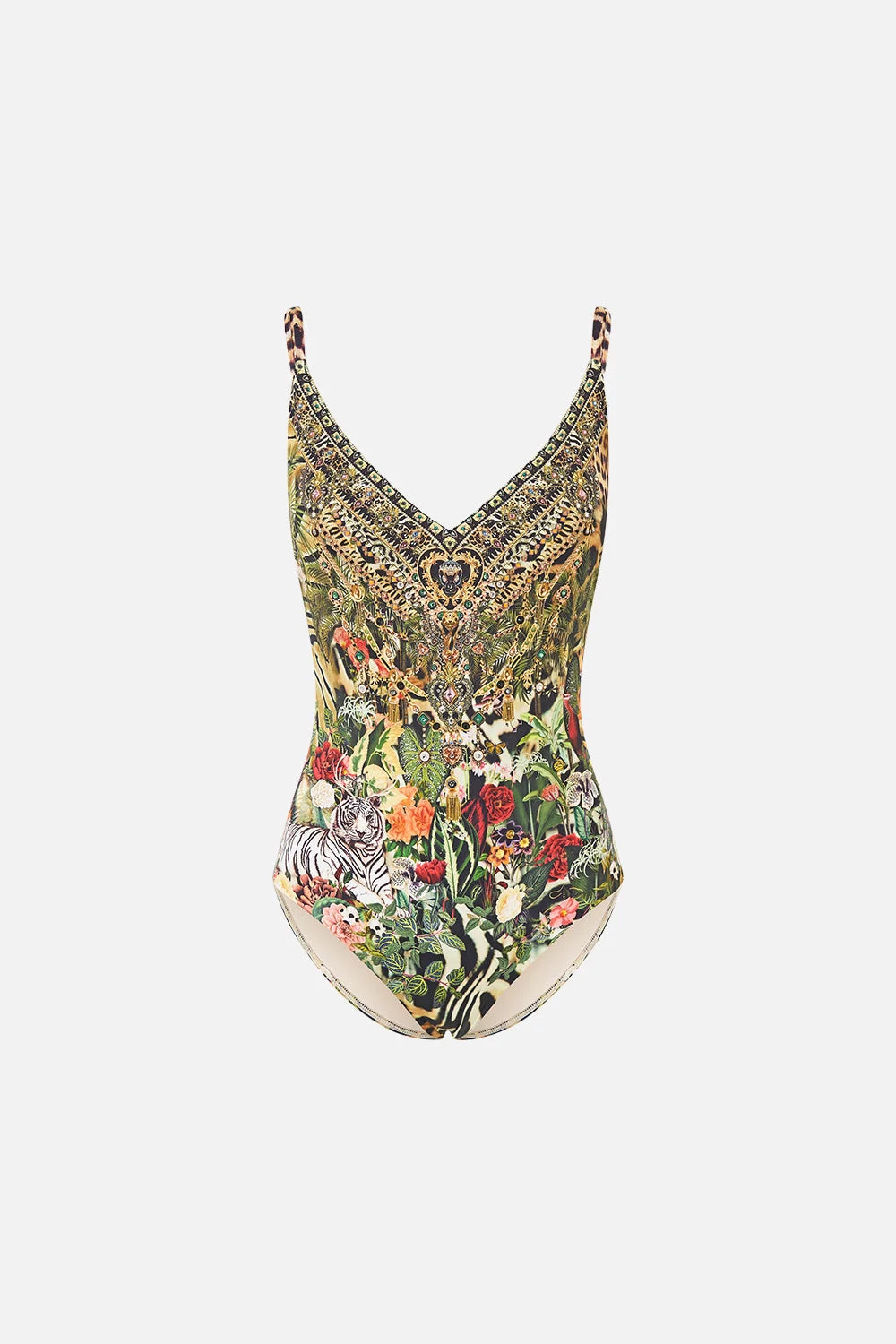 V NECK UNDERWIRE ONE PIECE W BACK CLOSURE LEOTIGRA LAND - 1