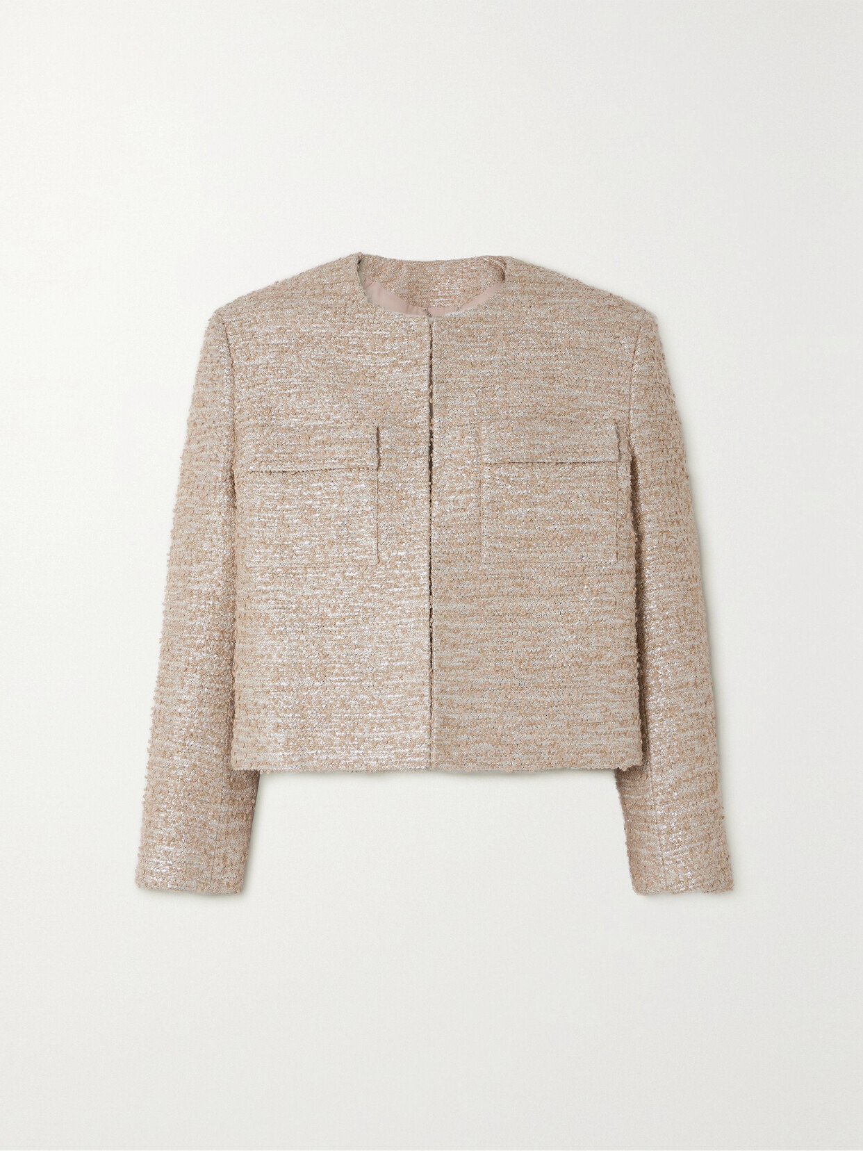 Pheblia Cropped Metallic Bouclé-tweed Jacket - 1