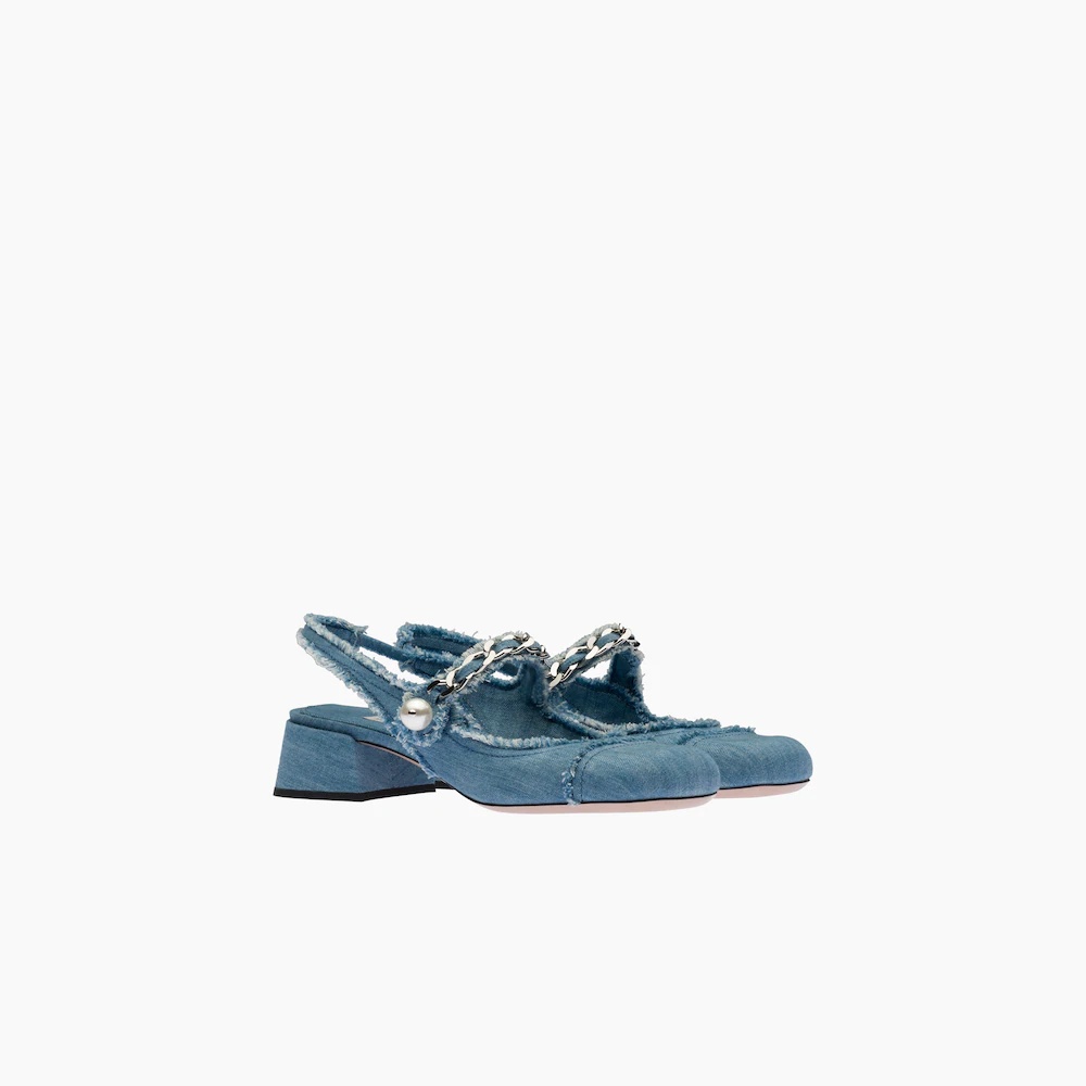 Denim slingback pumps - 1