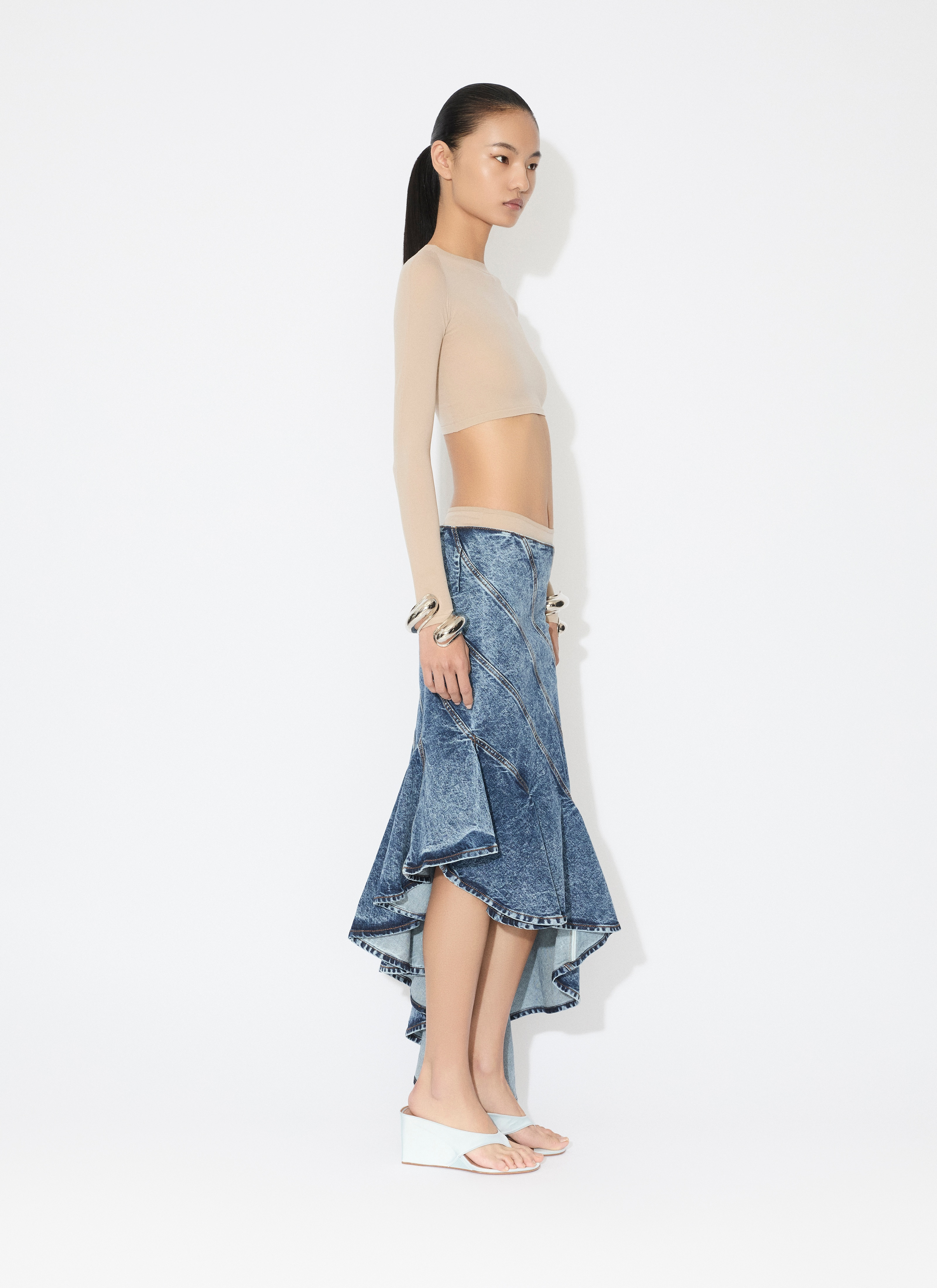 DENIM SPIRAL SKIRT - 5