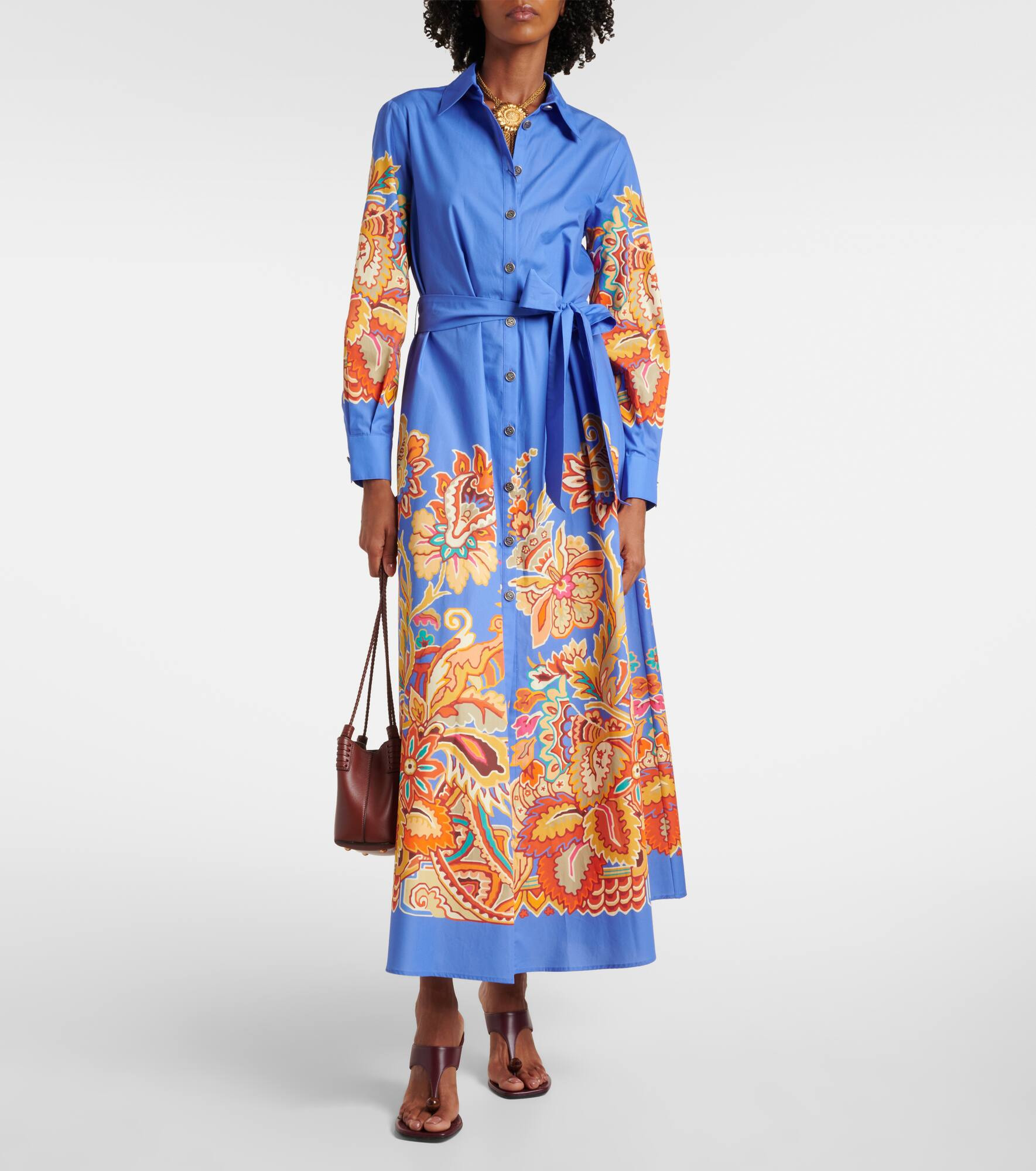 Belted paisley cotton maxi dress - 2