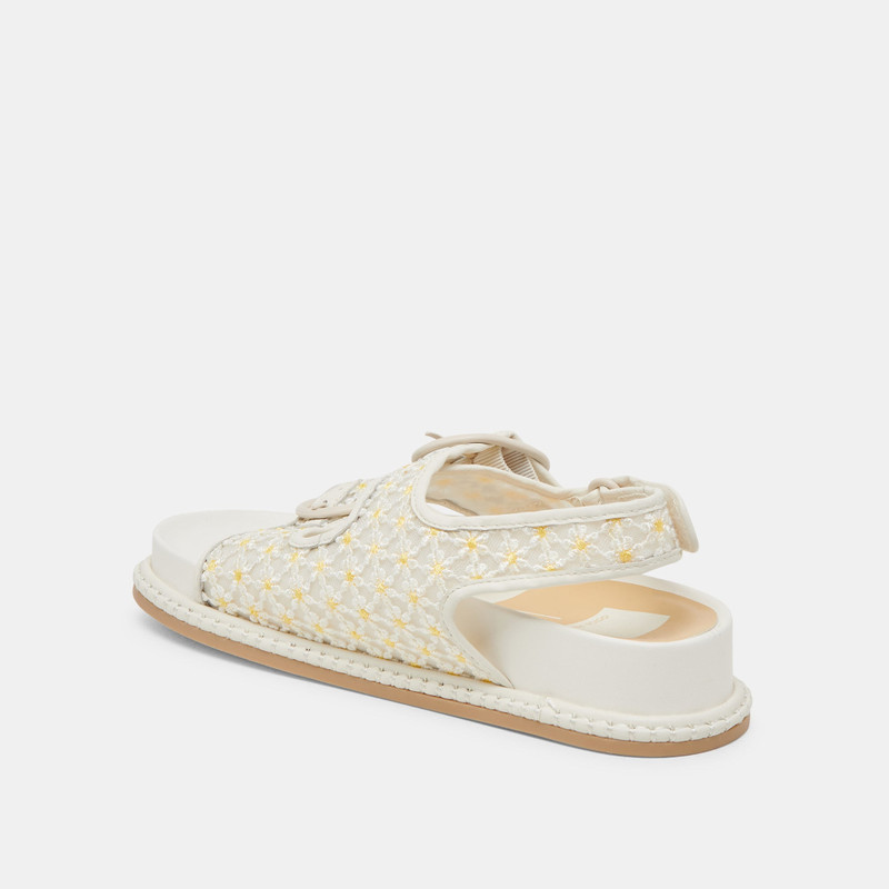 STUART FLORAL SANDALS WHITE YELLOW FLORAL MESH 7