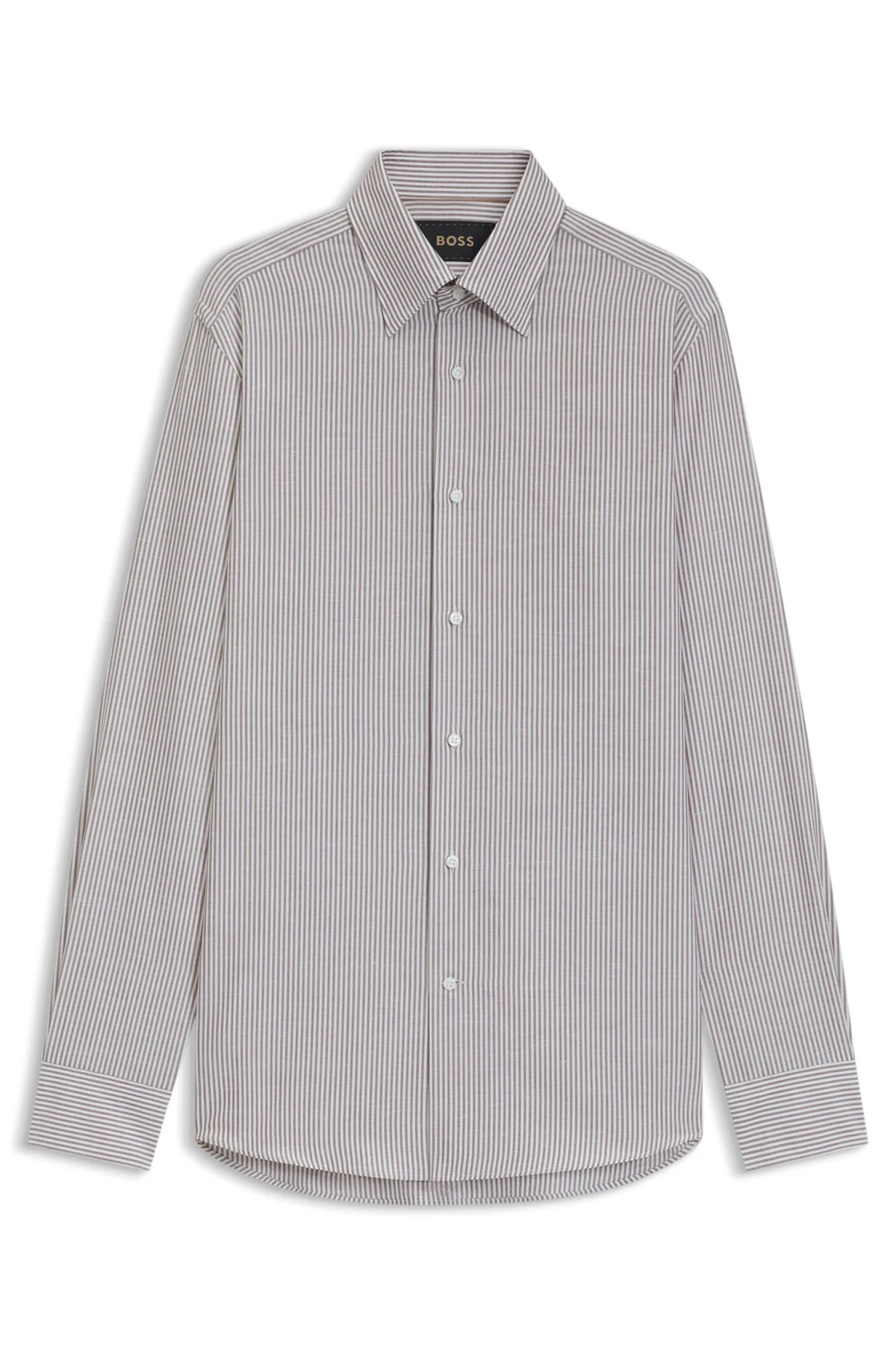 SLIM-FIT SHIRT IN STRIPED COTTON, LINEN AND SILK - 1
