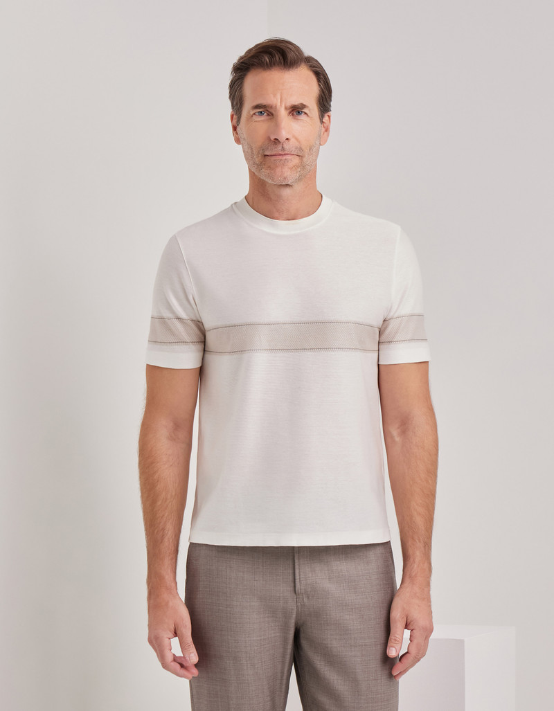 WHITE SHORT-SLEEVE COTTON T-SHIRT WITH CONTRASTING DETAIL 3