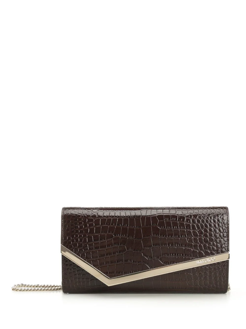 Jimmy Choo Women "Emmie" Clutch In Crocodile-Print Leather - 1