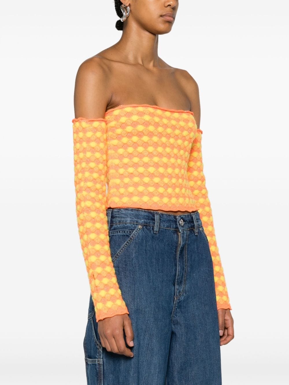 off-shoulder knitted top - 3