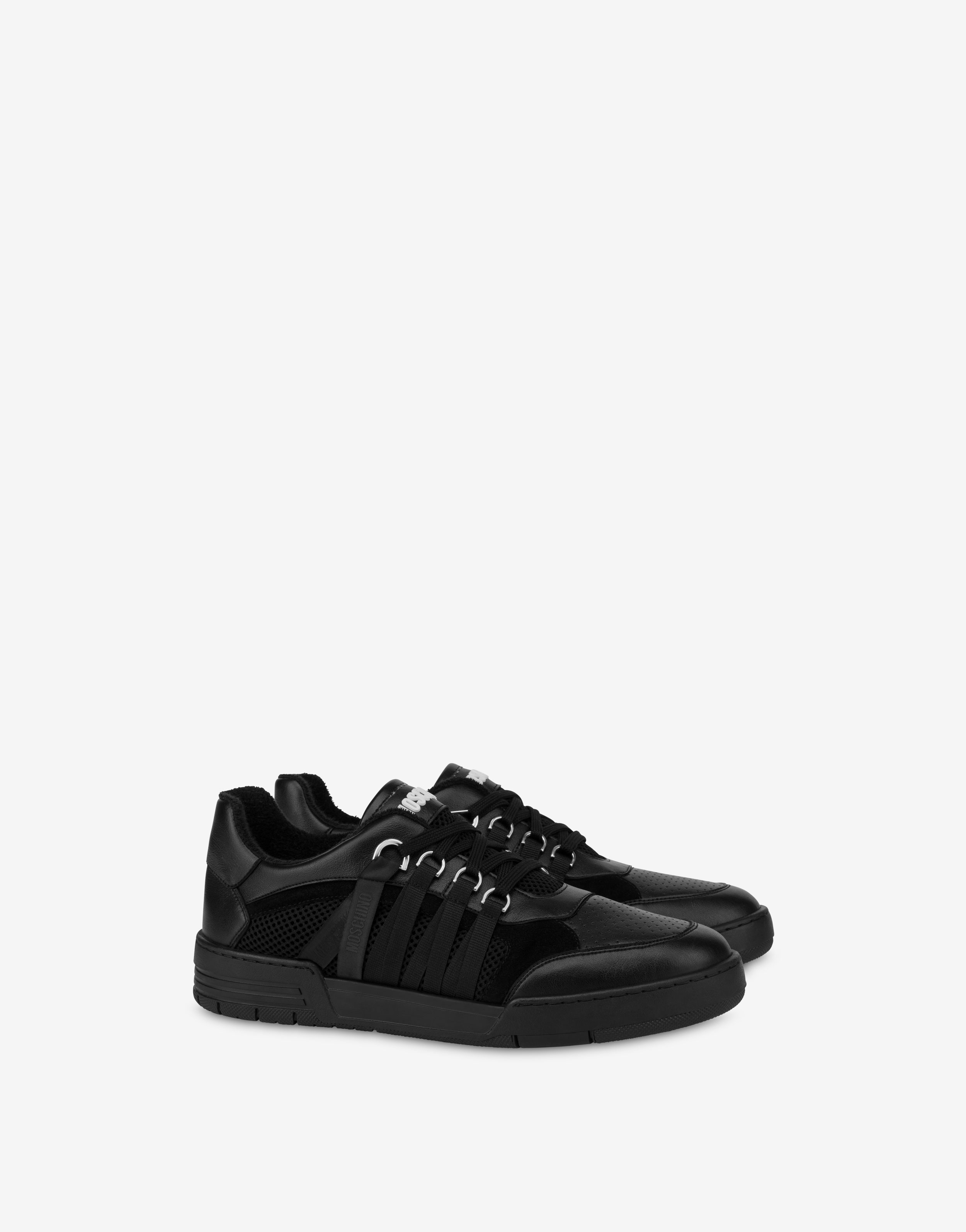 MESH, CALFSKIN AND SPLIT LEATHER STREETBALL SNEAKERS - 1