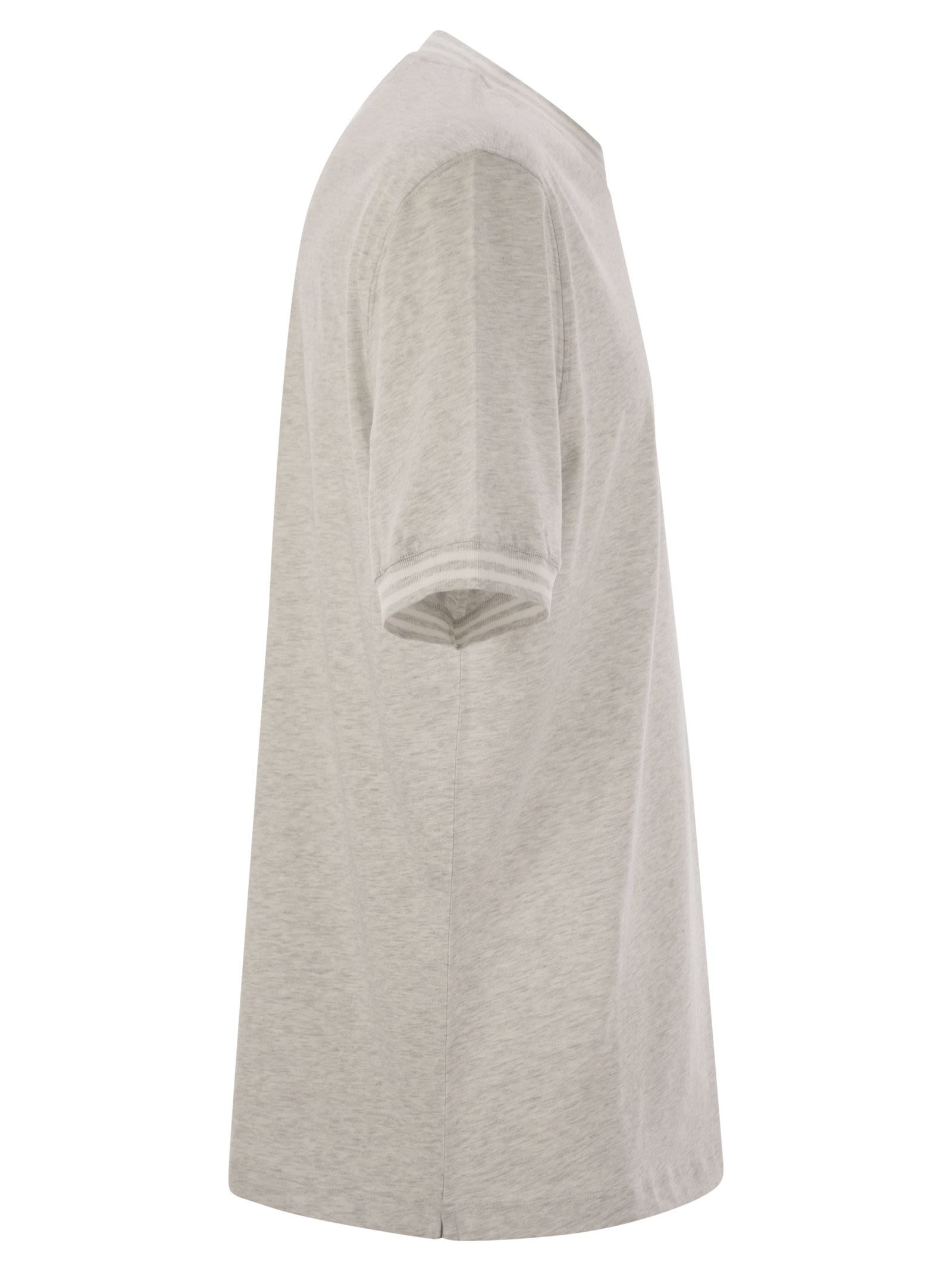 Brunello Cucinelli Men Cotton T-Shirt With Printed Logo - 3