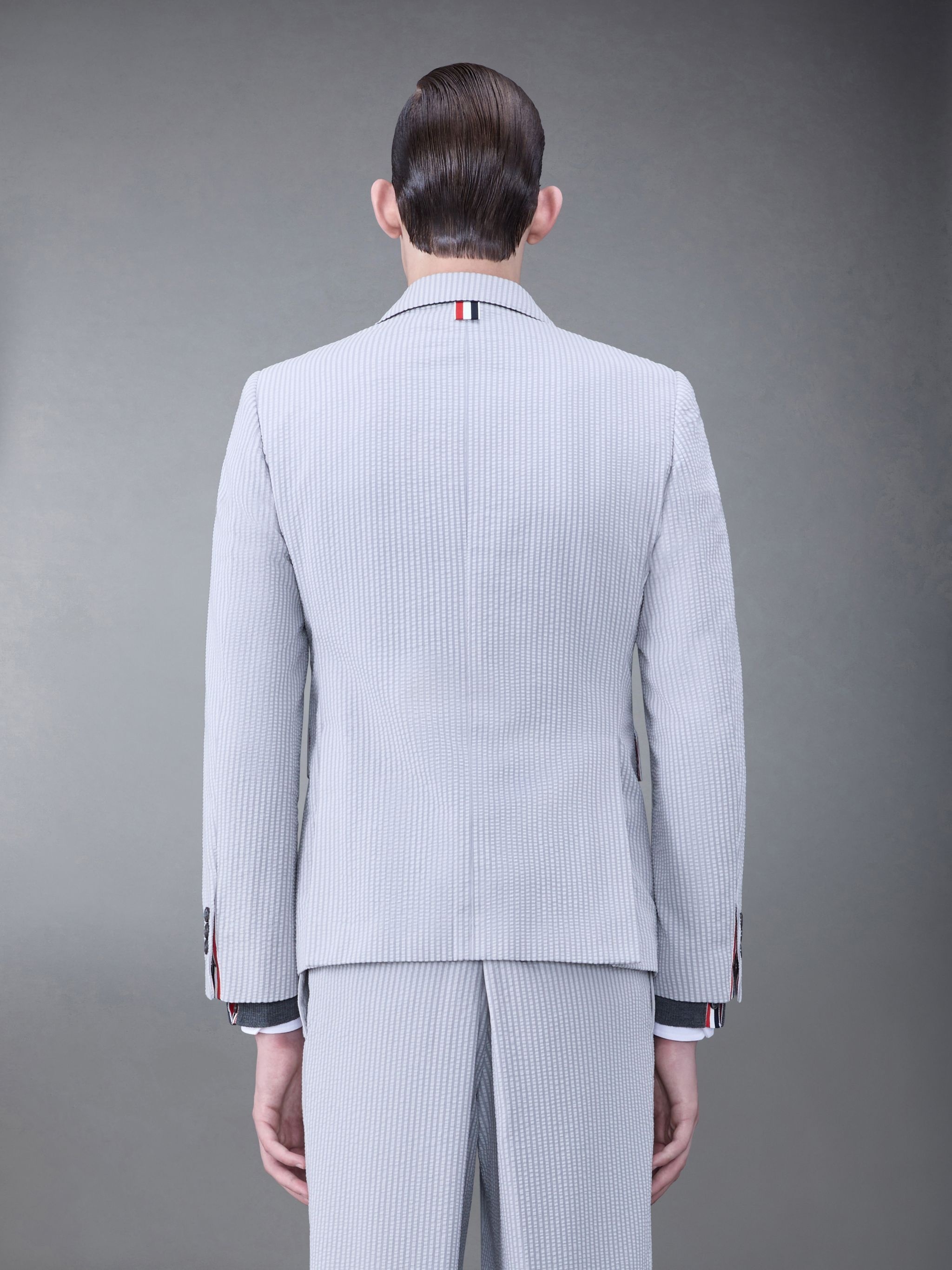 Thom Browne stripe print seersucker cotton blazer REVERSIBLE