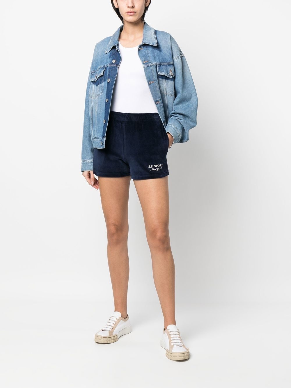 embroidered-logo velour shorts - 2