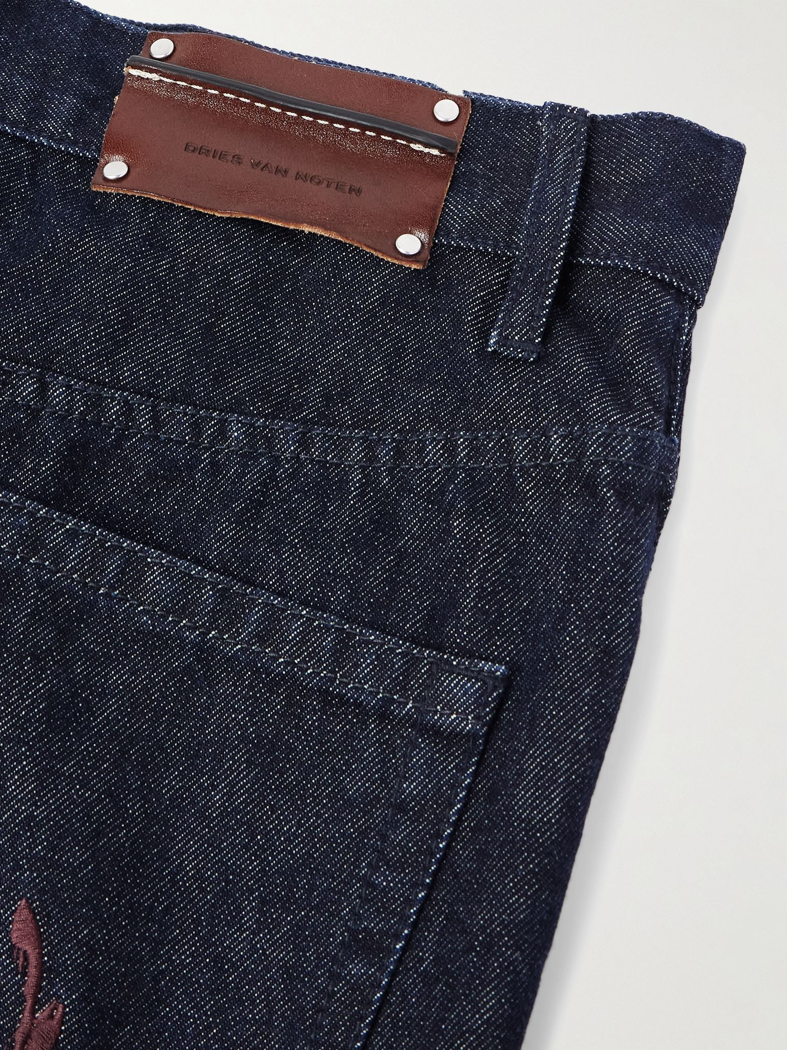 Straight-Leg Embroidered Denim Bermuda Shorts Blue - 5