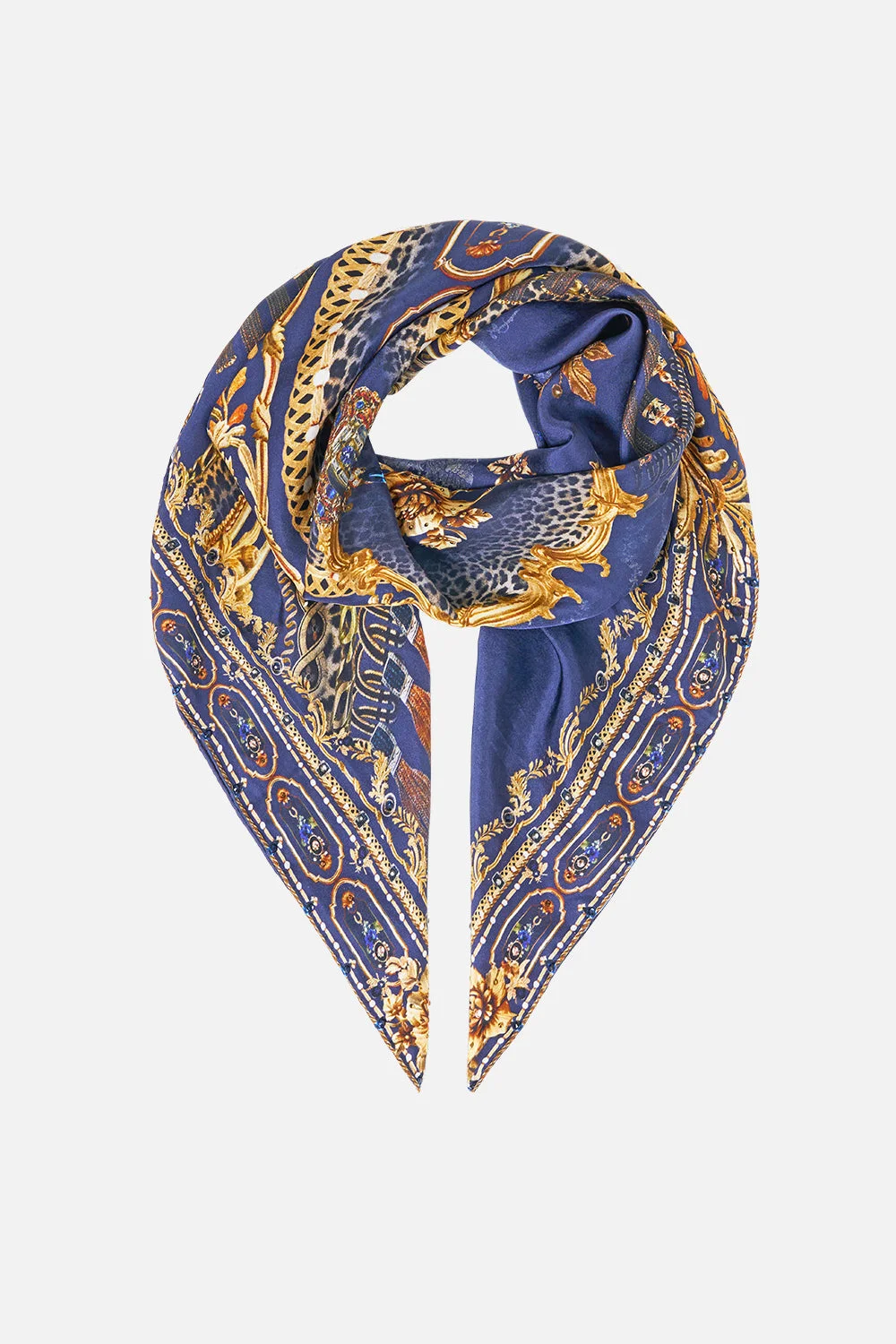 LARGE CRYSTALLED SILK SQUARE SCARF CLOAKED IN BAROQUE - 1