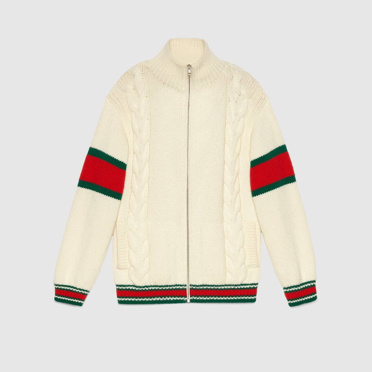 Cable knit bomber jacket - 1
