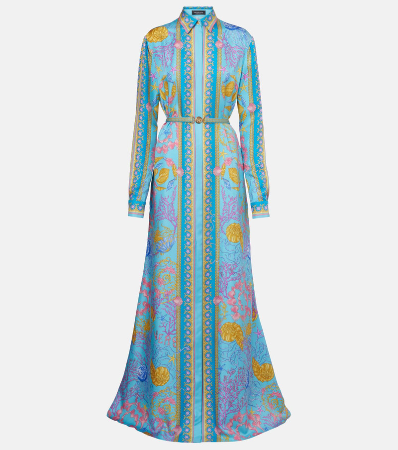 Underwater Barocco silk twill maxi dress 1