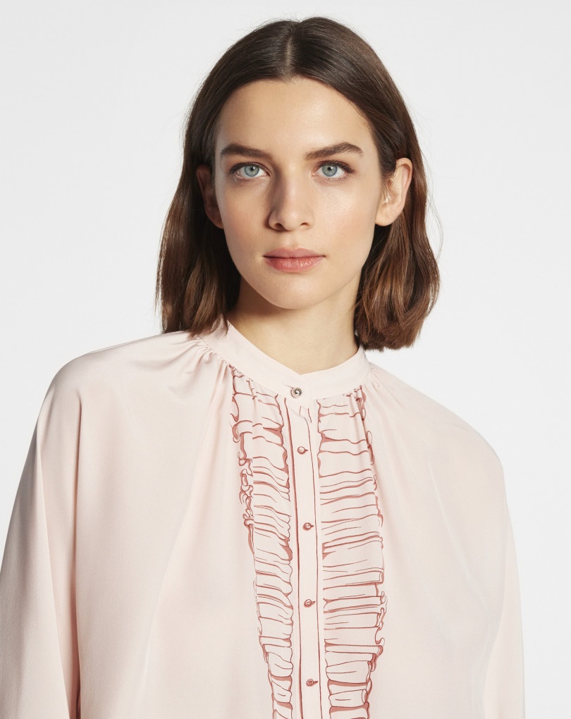 LONG-SLEEVE BLOUSE WITH TROMPE L'OEIL PRINT - 5