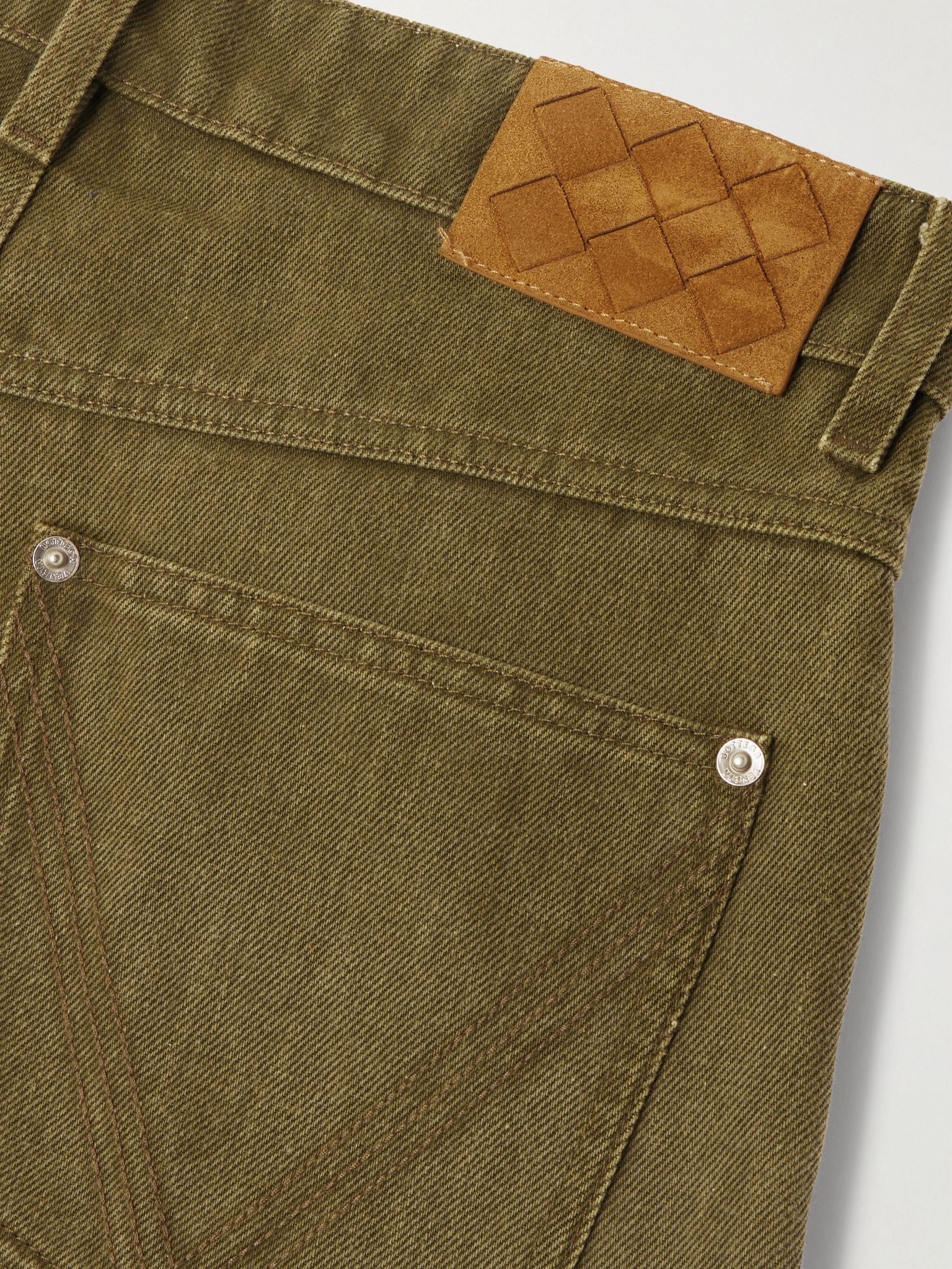 Appliquéd high-rise wide-leg jeans Army green - 6