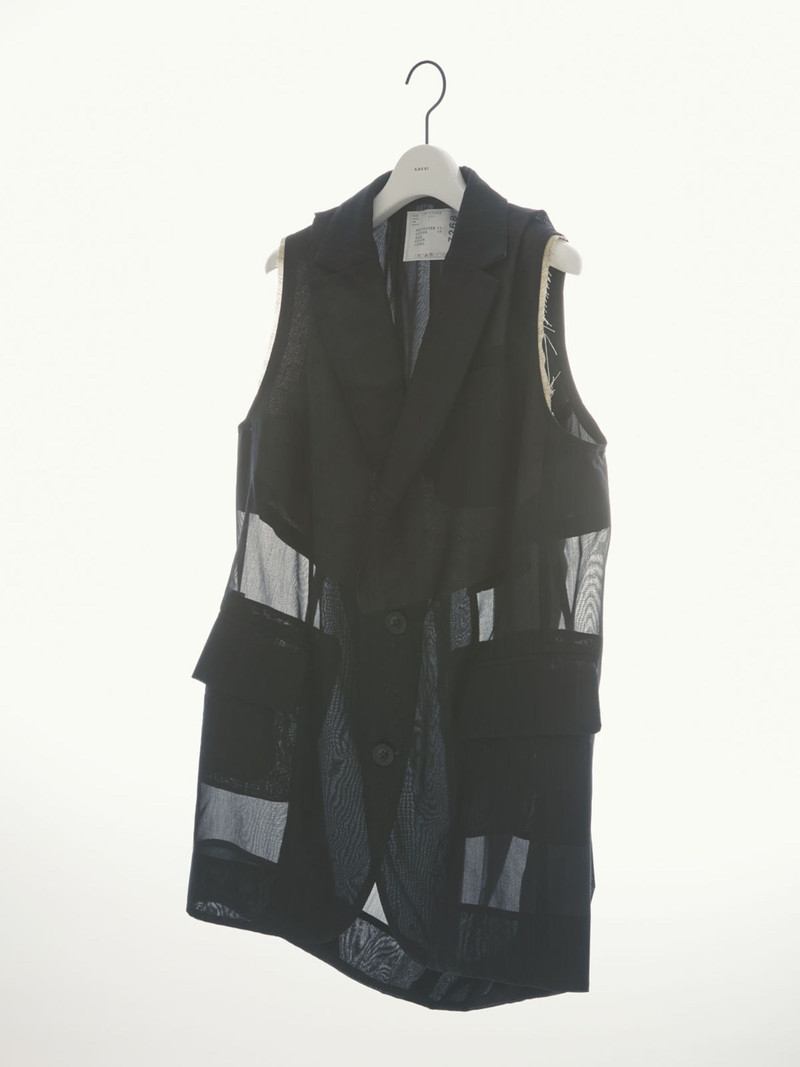 sacai Chalk Stripe / Glencheck Vest outlook