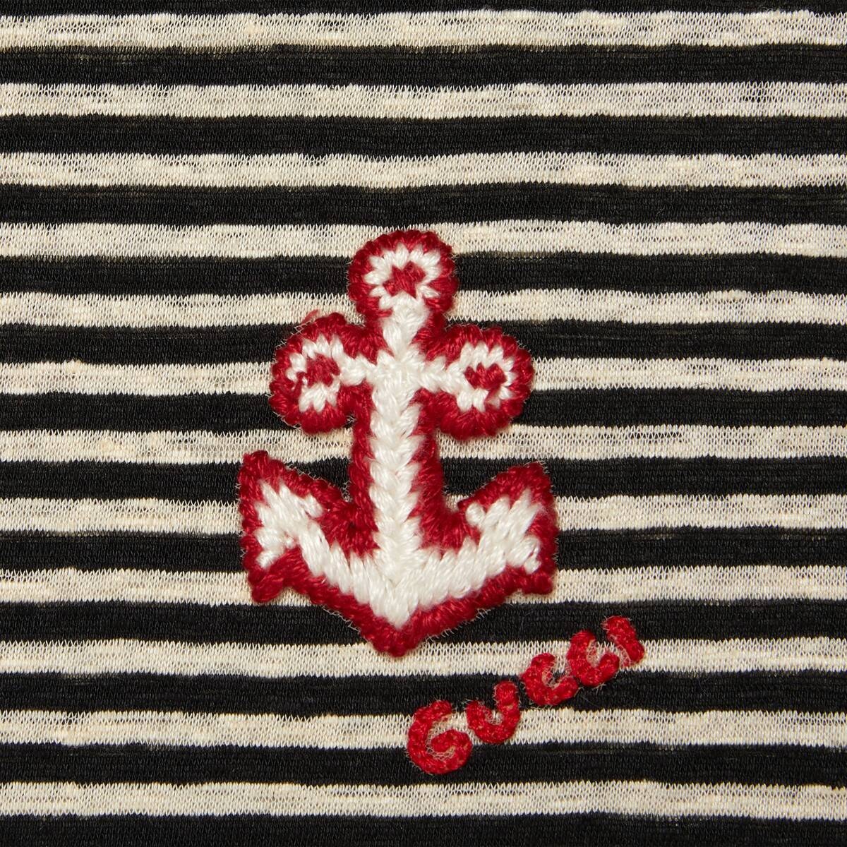 Striped linen T-shirt with anchor - 6