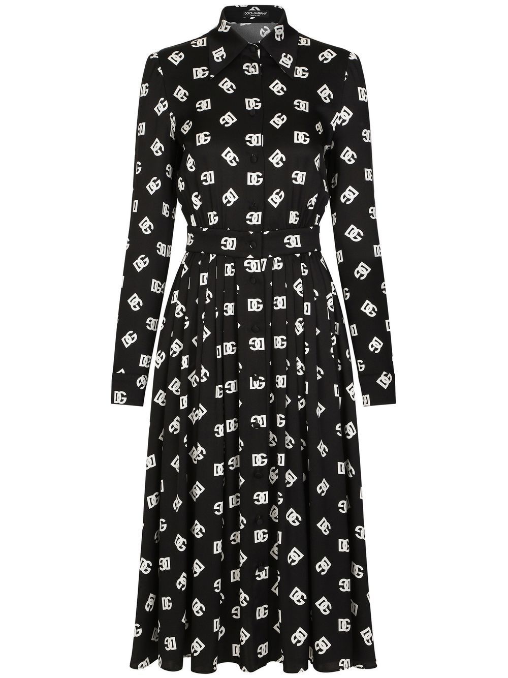 DG logo-print silk dress - 1