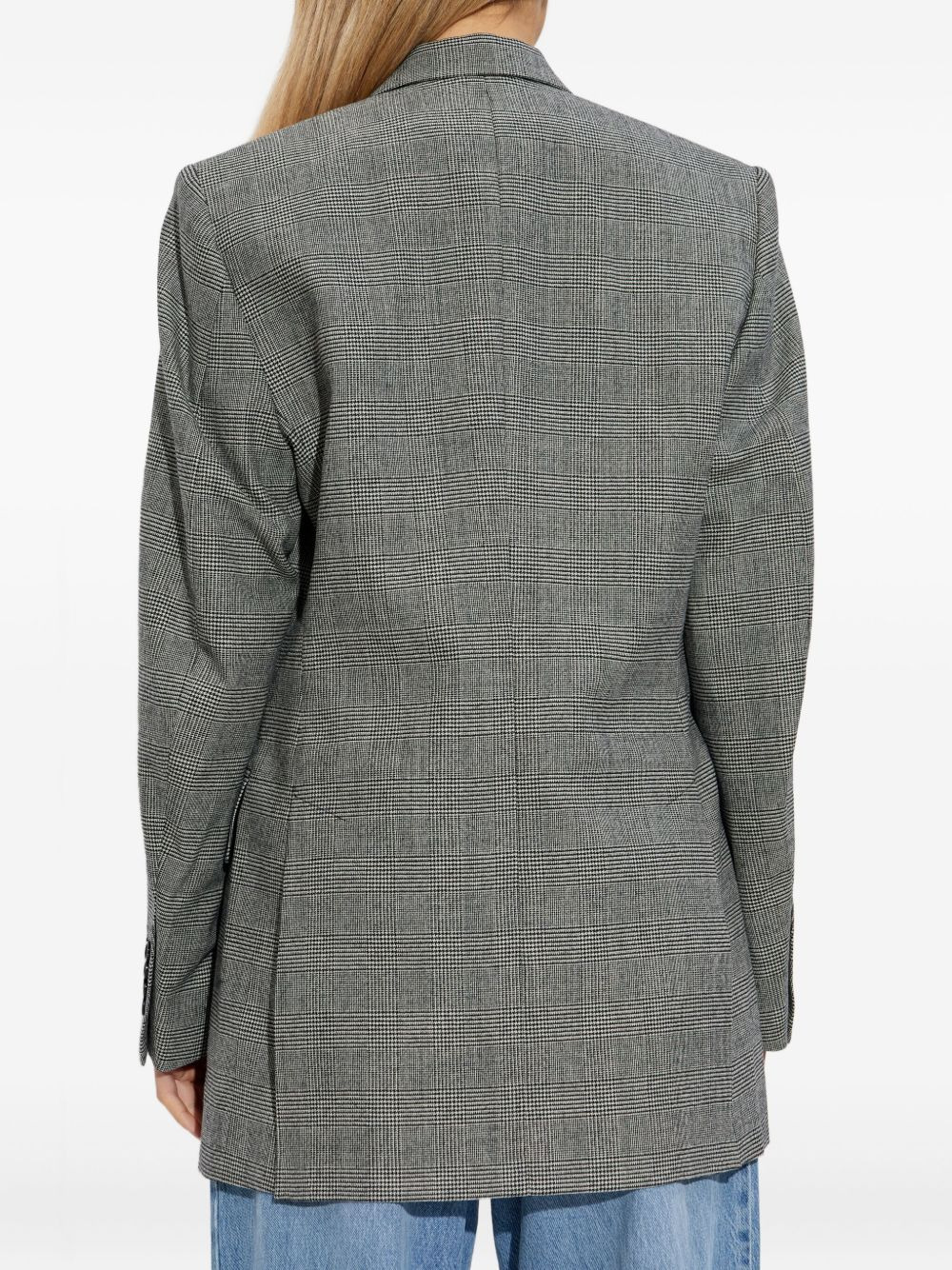 check-pattern three-button blazer - 4