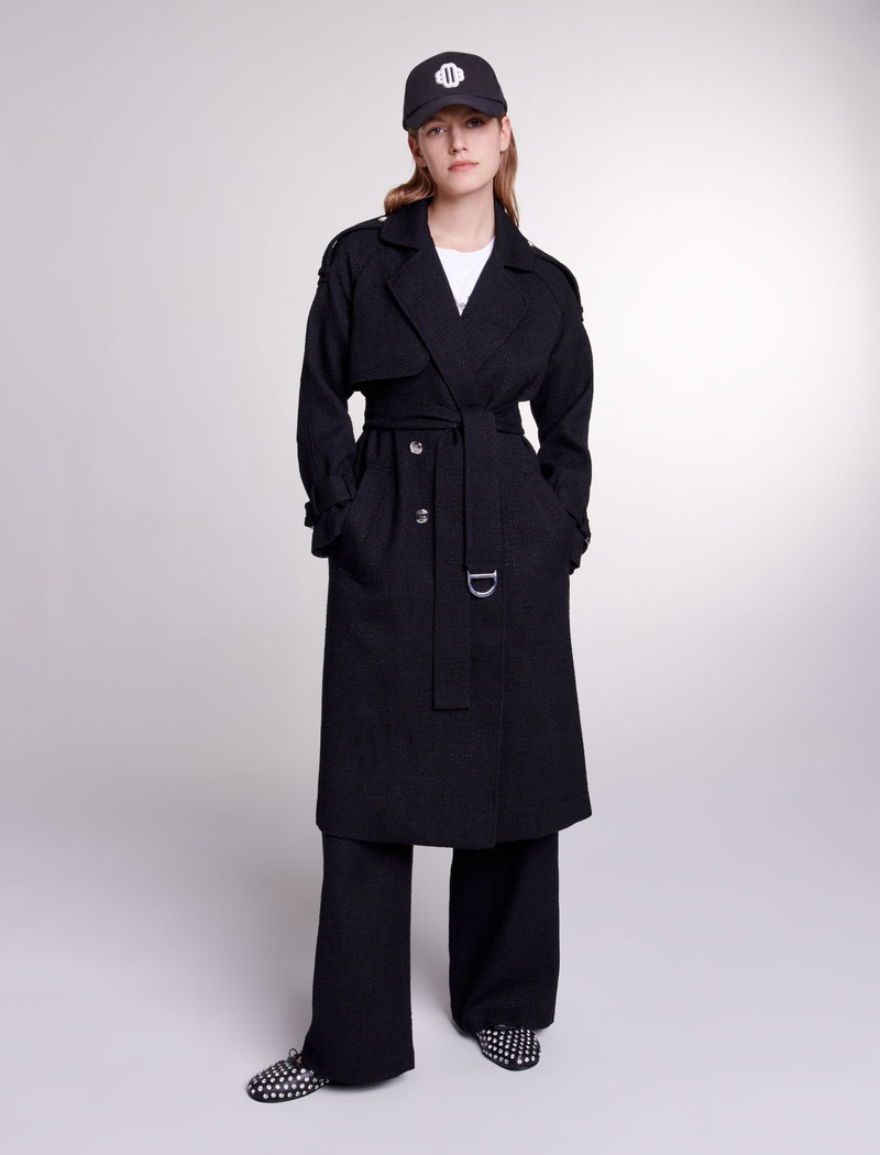 maje Tweed trench coat outlook