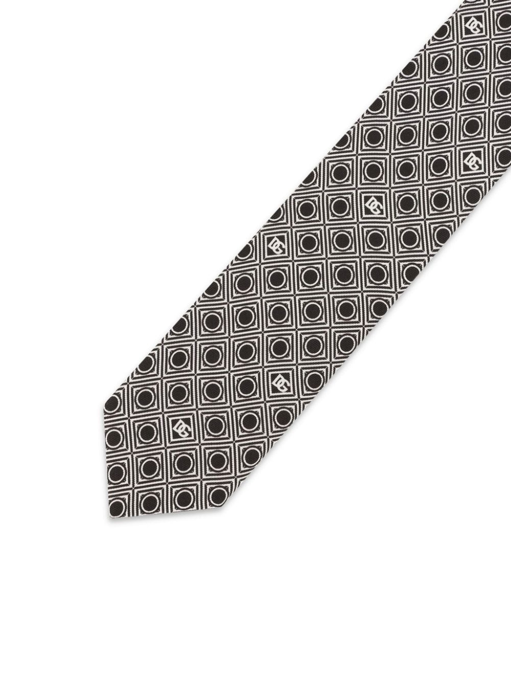 geometric-print silk tie - 2