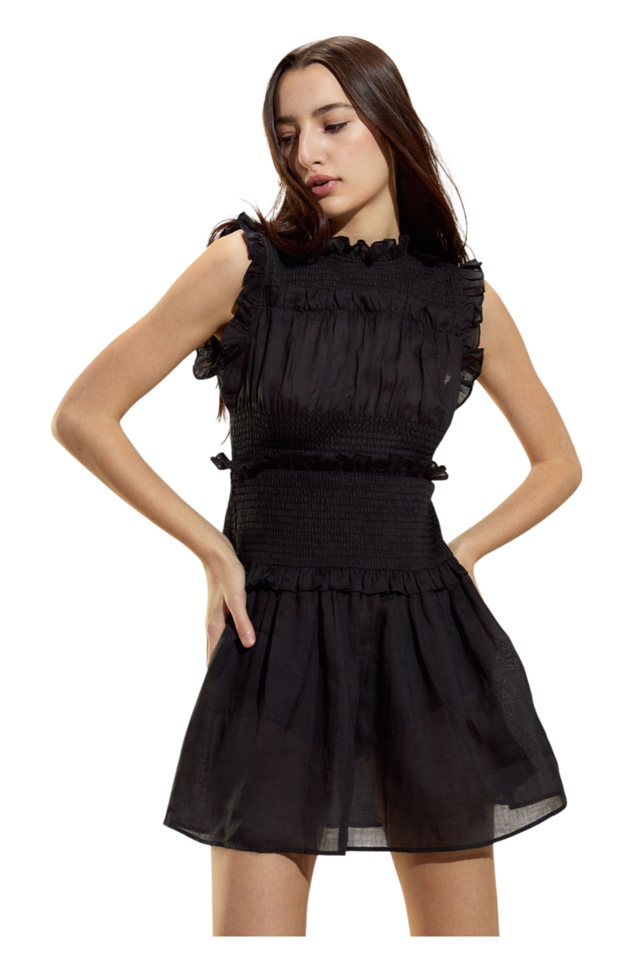 Cynthia Rowley Noir Ramie Mini Dress in Black at Nordstrom - 4