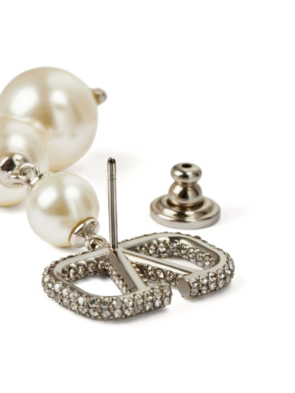 VLogo faux-pearl drop earrings - 4