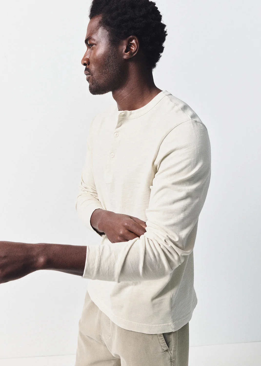 Three Button Henley
In Ecru - 1