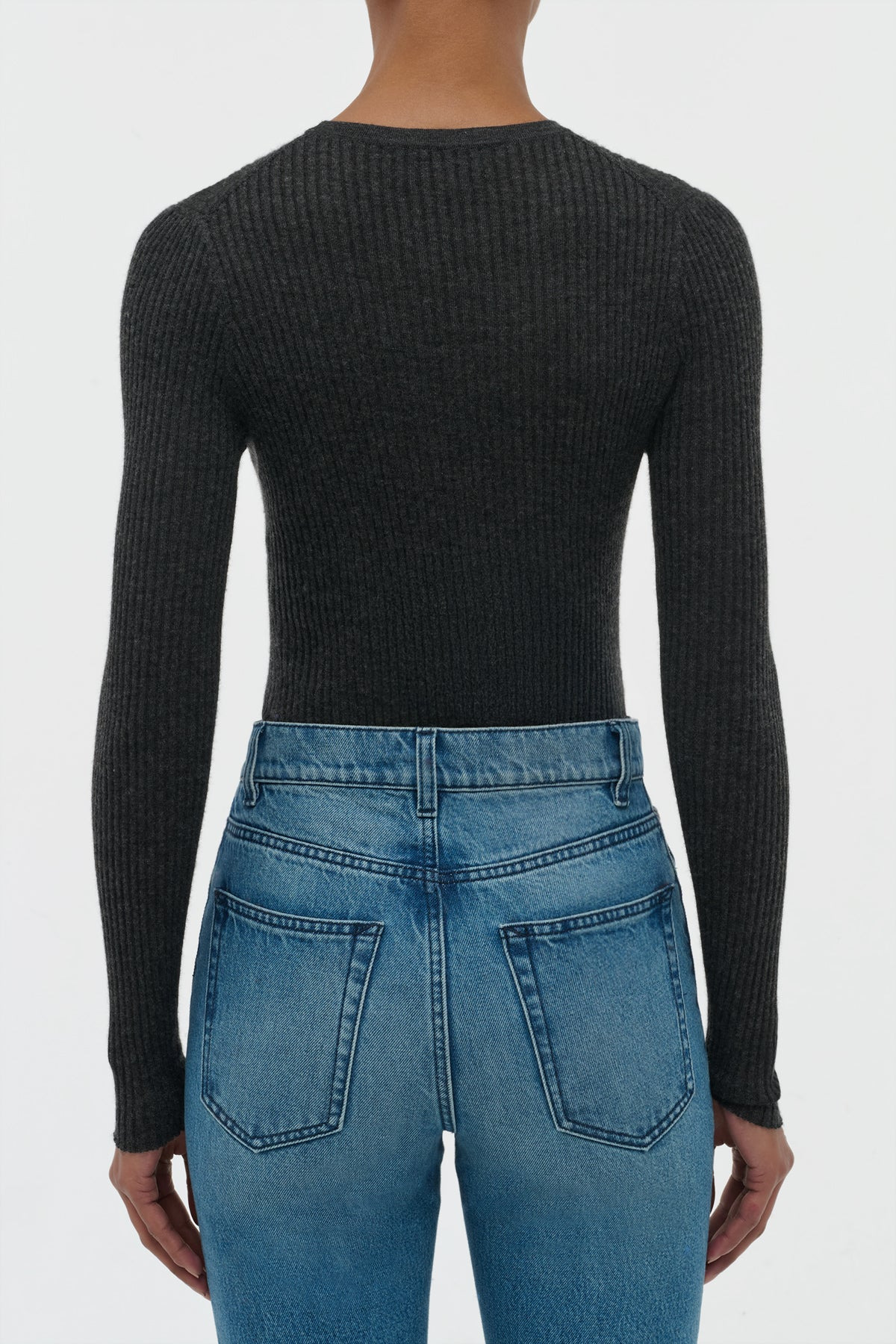 Browning Knit Sweater in Charcoal Cashmere Silk - 3