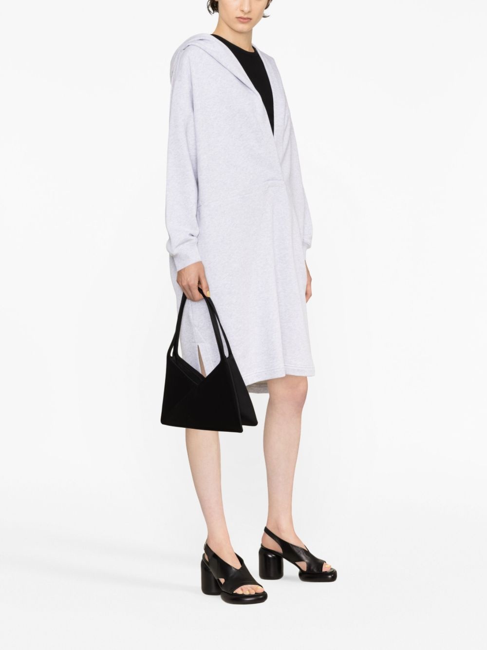 hooded V-neck dress - 3