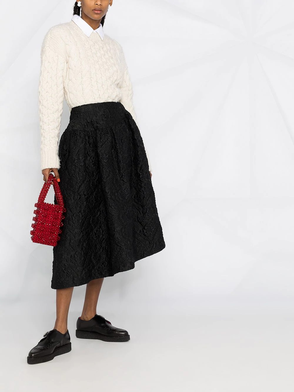 textured A-line midi skirt - 6