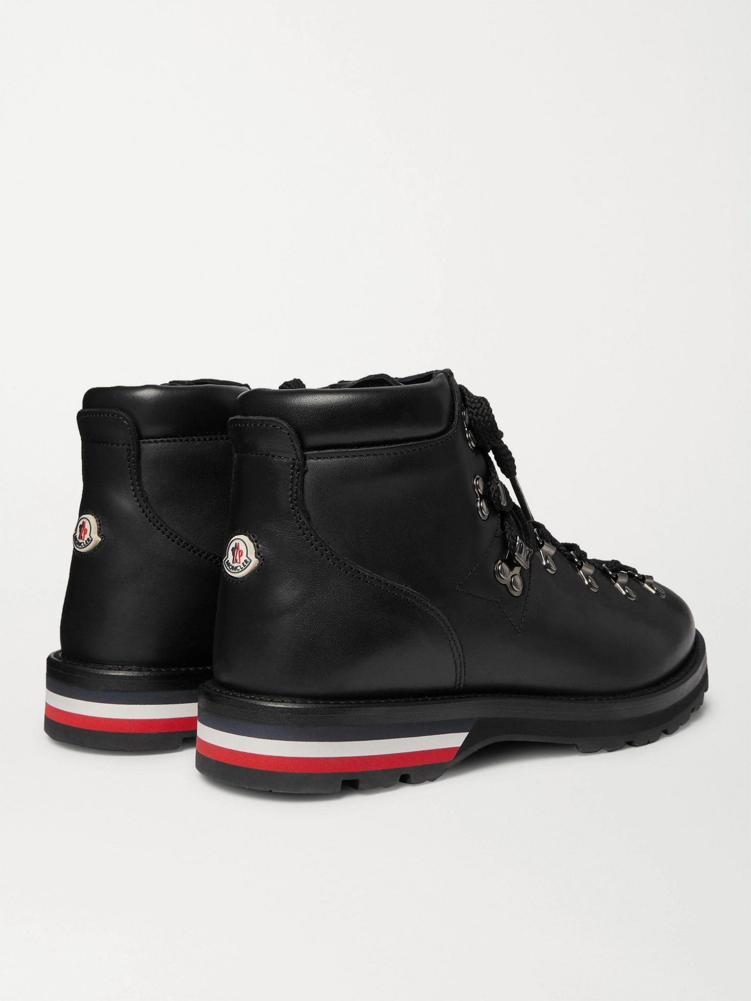 Striped Full-Grain Leather Boots Black - 5