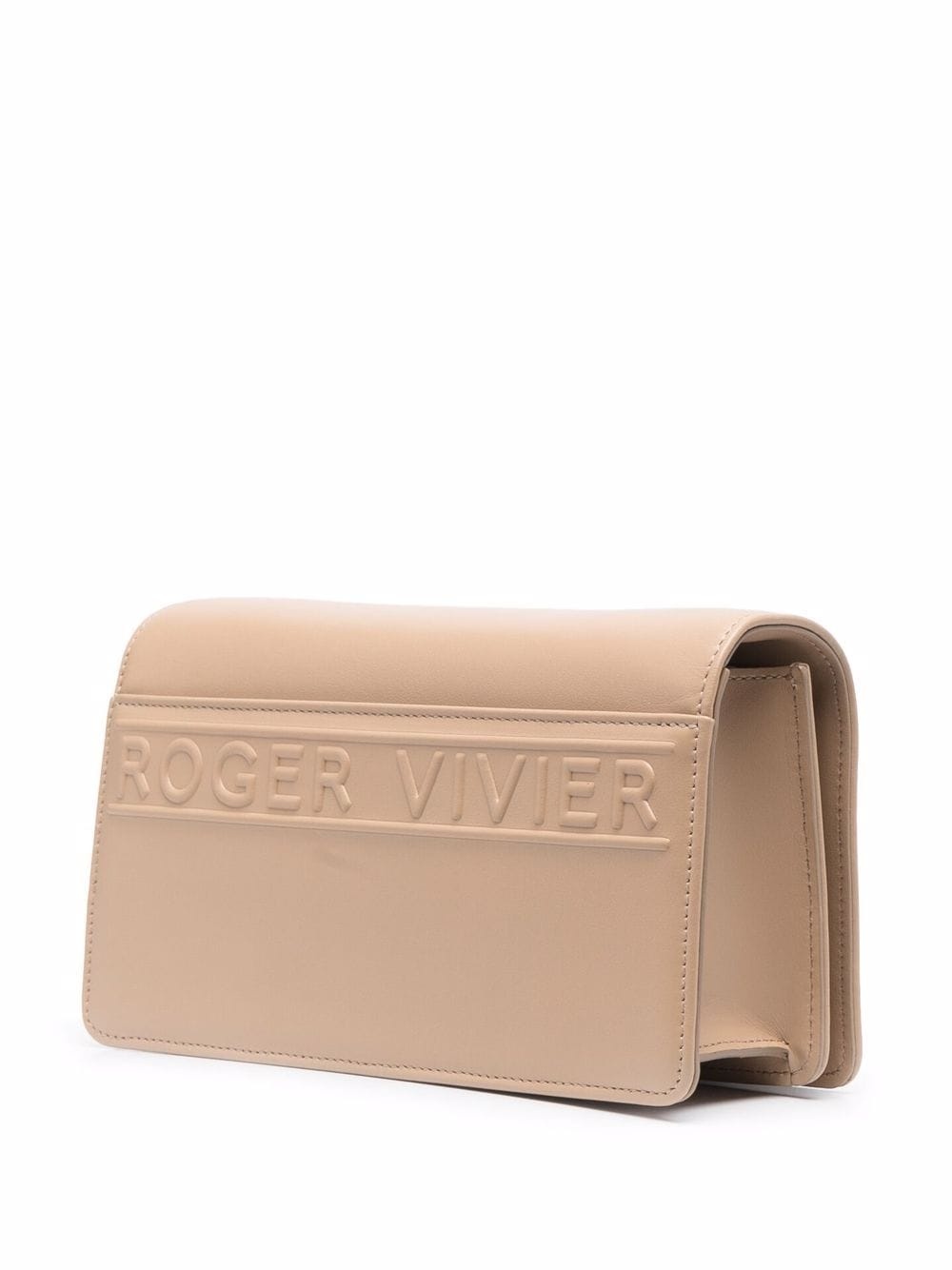 logo-plaque leather clutch bag - 4