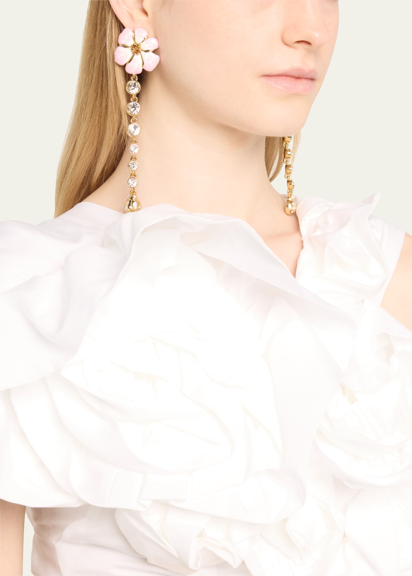 Enamel Flower Strand Earrings - 2