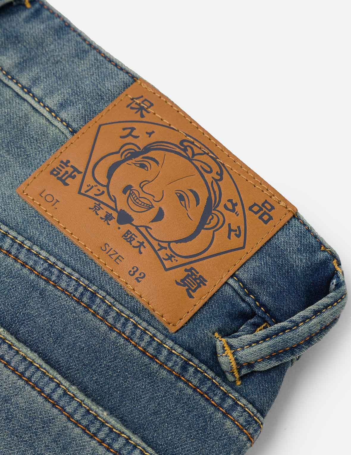 Seagull Embroidery with Hand-Woven Lanyard Relax Straight Fit Jeans #2030 - 10