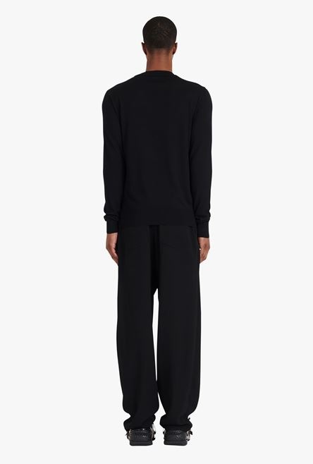 Black wool sweater with neon yellow Balmain logo - 3