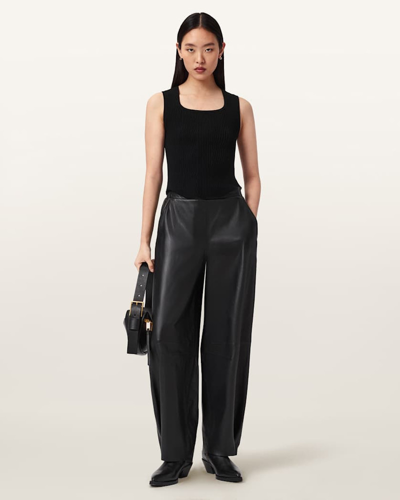 ALLSAINTS ETTA BARREL LEG LEATHER PANTS outlook