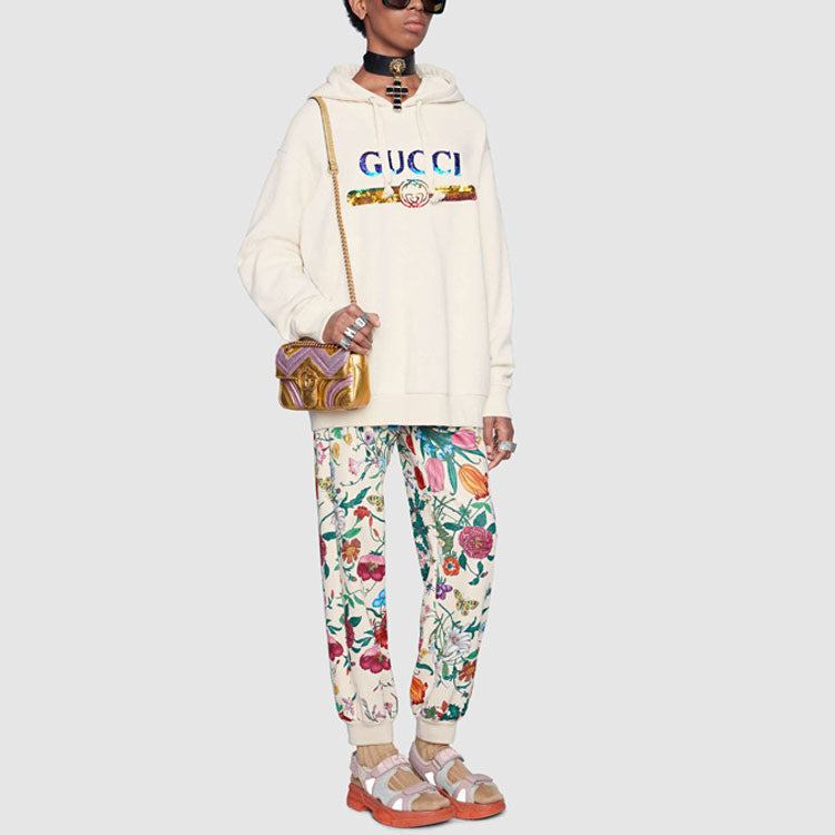 (WMNS) Gucci Sweatshirt With Sequin Logo 'Off White' 469251-XJASC-9480 - 5