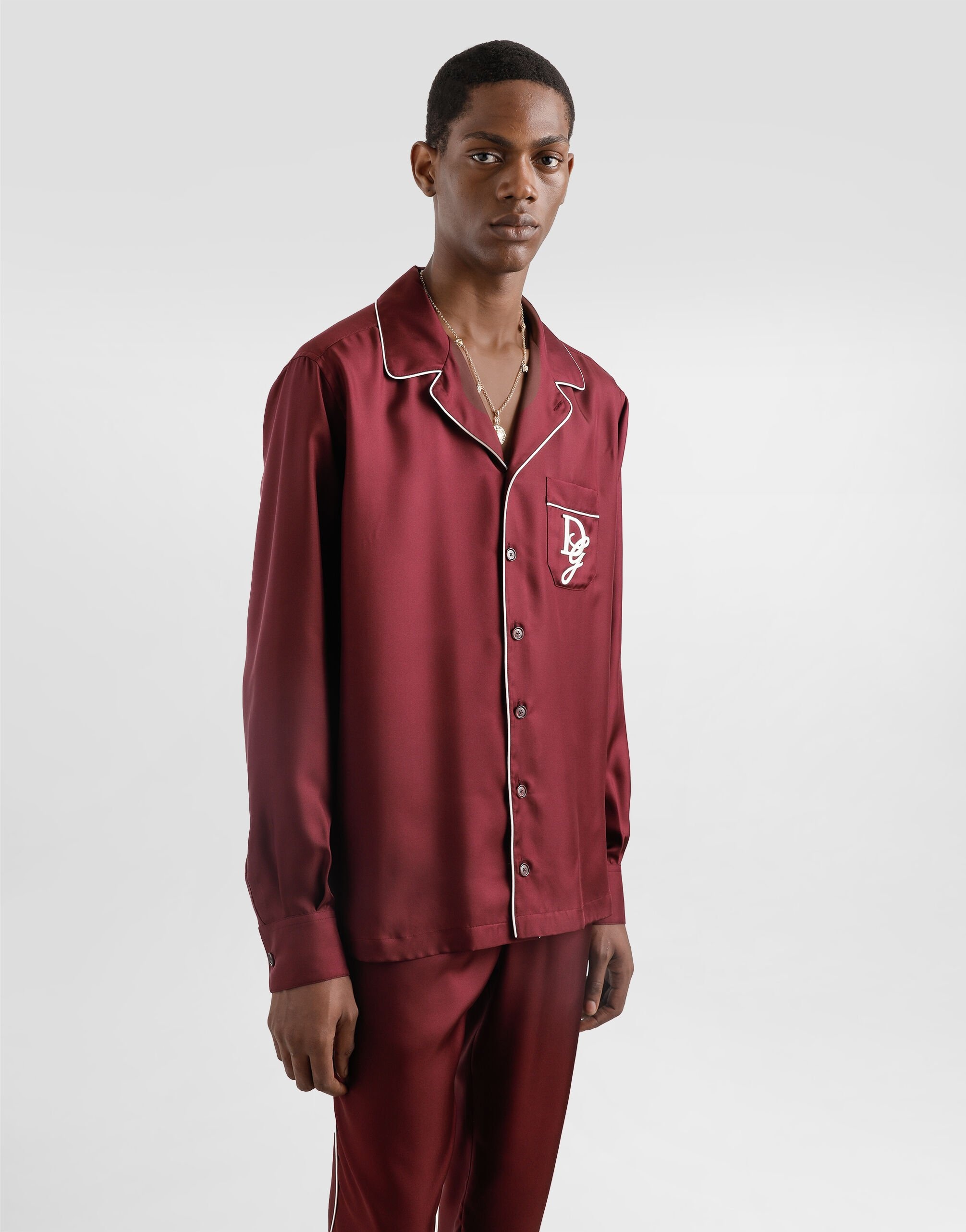 Silk vanity shirt with logo embroidery - 5