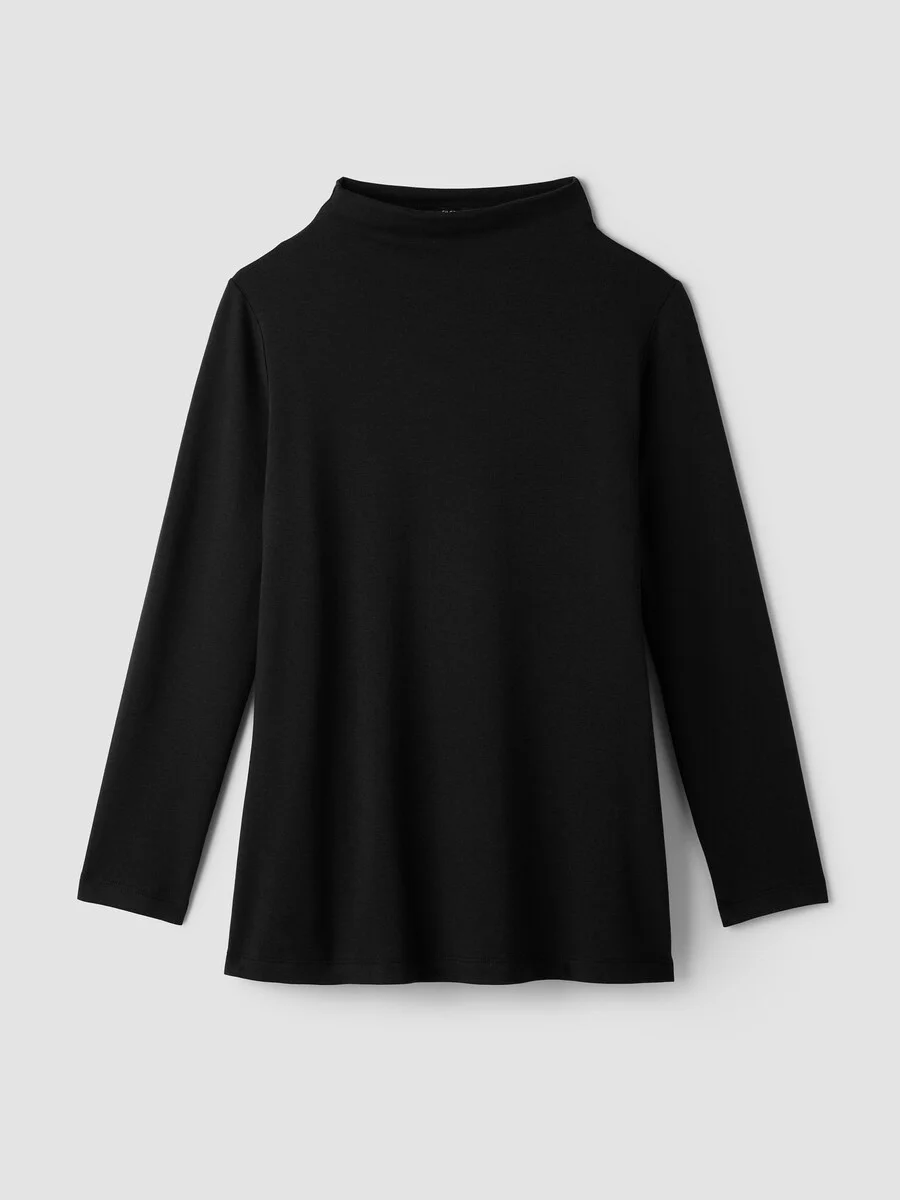 Cozy Brushed Terry Hug Funnel Neck Long Top - 1