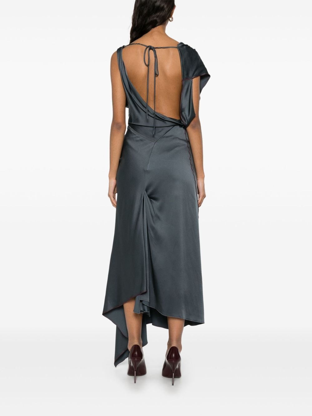asymmetric draped midi dress - 4