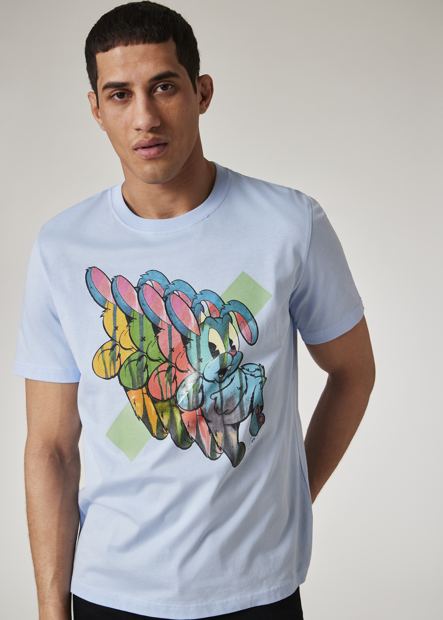 Light Blue 'Bunny Repeat' Print T-Shirt - 5