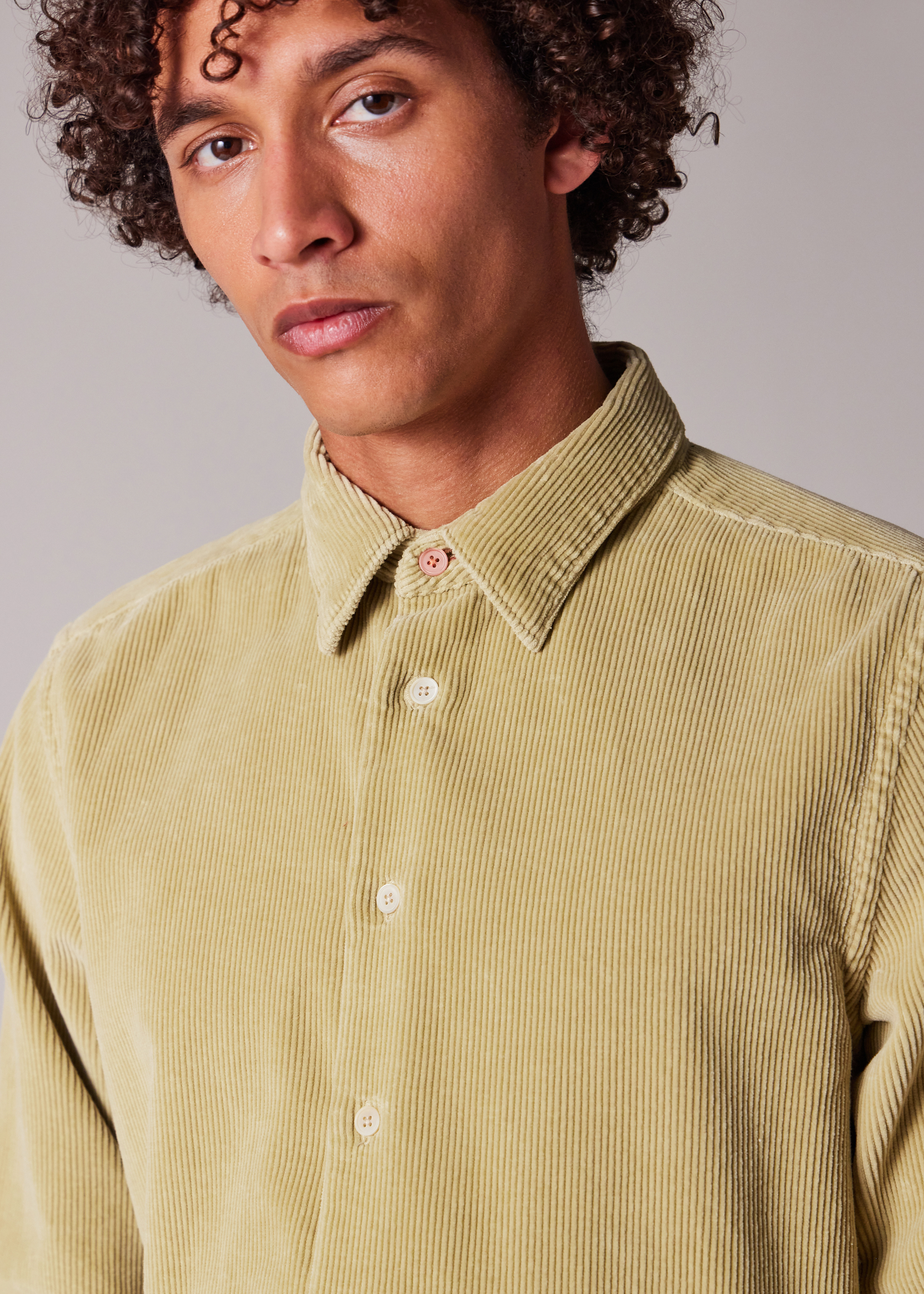 Washed Green Corduroy Shirt - 5