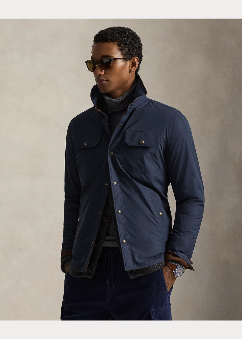 Reversible Suede-Taffeta Shirt Jacket 6