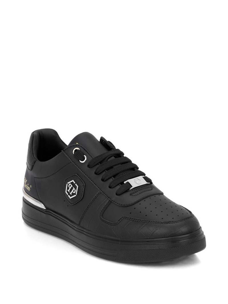 PHILIPP PLEIN logo plaque leather trainers outlook
