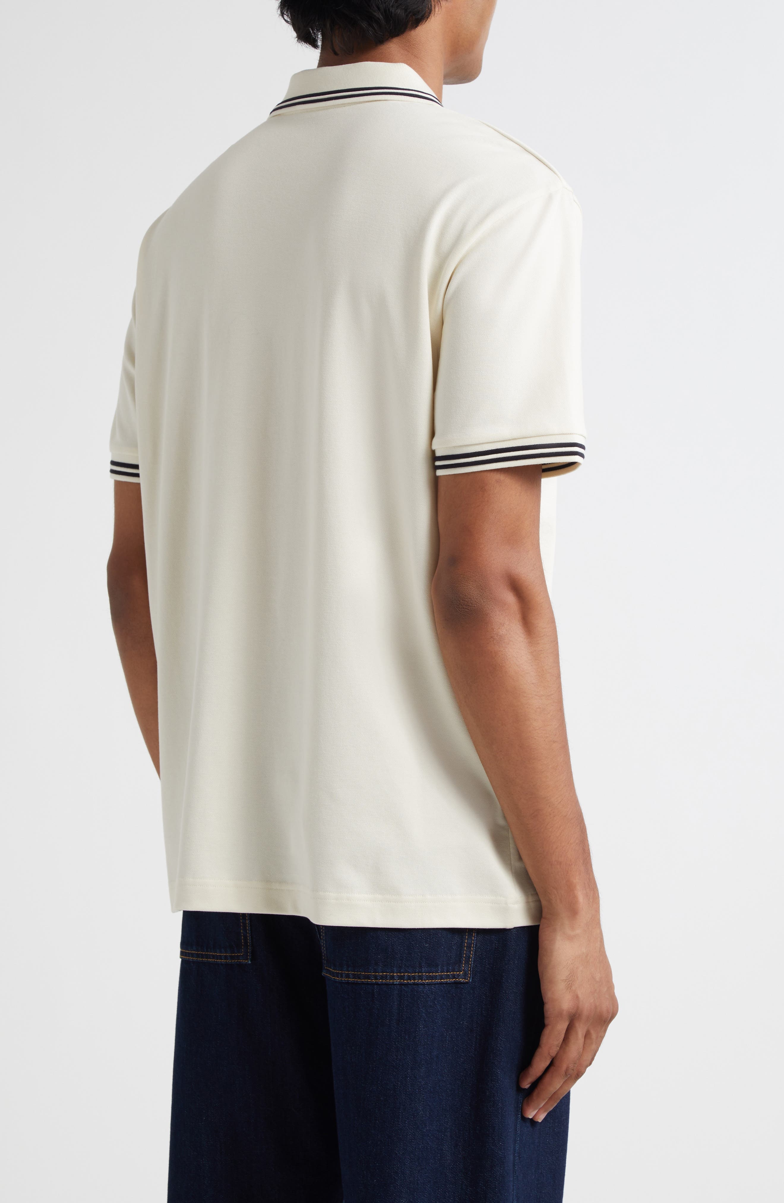 Moncler Tipped Piqué Polo in Antique White at Nordstrom - 2